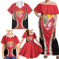 Waikato 2026 Rugby Custom Family Matching Off Shoulder Maxi Dress and Hawaiian Shirt NZ Maori Silver Fern LT14 - Polynesian Pride