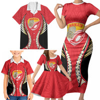 Waikato 2026 Rugby Custom Family Matching Short Sleeve Bodycon Dress and Hawaiian Shirt NZ Maori Silver Fern LT14 - Polynesian Pride