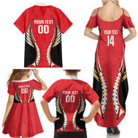 Waikato 2026 Rugby Custom Family Matching Summer Maxi Dress and Hawaiian Shirt NZ Maori Silver Fern LT14 Mom's Dress Red - Polynesian Pride