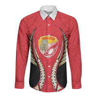 Waikato 2026 Rugby Custom Long Sleeve Button Shirt NZ Maori Silver Fern LT14 Unisex Red - Polynesian Pride
