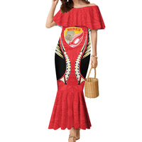 Waikato 2026 Rugby Custom Mermaid Dress NZ Maori Silver Fern LT14 Women Red - Polynesian Pride