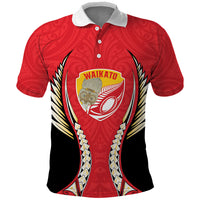 Waikato 2026 Rugby Custom Polo Shirt NZ Maori Silver Fern LT14 Red - Polynesian Pride