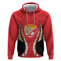 Waikato 2026 Rugby Custom Zip Hoodie NZ Maori Silver Fern LT14 Pullover Hoodie Red - Polynesian Pride