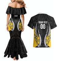 Wellington 2026 Rugby Custom Couples Matching Mermaid Dress and Hawaiian Shirt NZ Maori Silver Fern LT14 - Polynesian Pride
