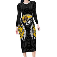 Wellington 2026 Rugby Custom Family Matching Long Sleeve Bodycon Dress and Hawaiian Shirt NZ Maori Silver Fern