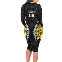 Wellington 2026 Rugby Custom Family Matching Long Sleeve Bodycon Dress and Hawaiian Shirt NZ Maori Silver Fern