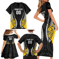 Wellington 2026 Rugby Custom Family Matching Short Sleeve Bodycon Dress and Hawaiian Shirt NZ Maori Silver Fern