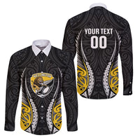 Wellington 2026 Rugby Custom Family Matching Summer Maxi Dress and Hawaiian Shirt NZ Maori Silver Fern LT14 Dad's Shirt - Long Sleeve Black - Polynesian Pride