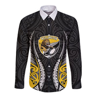 Wellington 2026 Rugby Custom Long Sleeve Button Shirt NZ Maori Silver Fern LT14 Unisex Black - Polynesian Pride