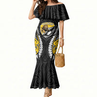 Wellington 2026 Rugby Custom Mermaid Dress NZ Maori Silver Fern LT14 Women Black - Polynesian Pride