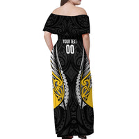 Wellington 2026 Rugby Custom Off Shoulder Maxi Dress NZ Maori Silver Fern