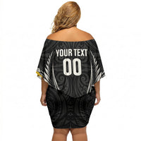 Wellington 2026 Rugby Custom Off Shoulder Short Dress NZ Maori Silver Fern LT14 - Polynesian Pride