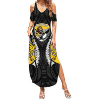 Wellington 2026 Rugby Custom Summer Maxi Dress NZ Maori Silver Fern LT14 Women Black - Polynesian Pride