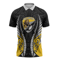Wellington 2026 Rugby Custom Zipper Polo Shirt NZ Maori Silver Fern LT14 Black - Polynesian Pride
