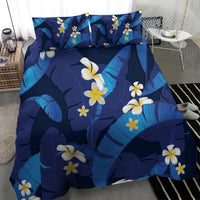 Teal Purple Banana Leaf Hawaii Bedding Set Lau Maia Plumeria Tropical Summer Vibes