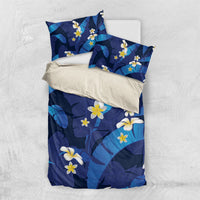 Teal Purple Banana Leaf Hawaii Bedding Set Lau Maia Plumeria Tropical Summer Vibes