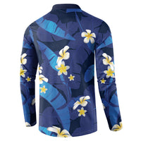 Teal Purple Banana Leaf Hawaii Button Sweatshirt Lau Maia Plumeria Tropical Summer Vibes