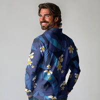 Teal Purple Banana Leaf Hawaii Long Sleeve Polo Shirt Lau Maia Plumeria Tropical Summer Vibes LT14 - Polynesian Pride
