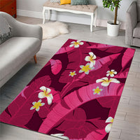 Pink Banana Leaf Hawaii Area Rug Lau Maia Plumeria Tropical Summer Vibes LT14 - Polynesian Pride
