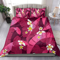 Pink Banana Leaf Hawaii Bedding Set Lau Maia Plumeria Tropical Summer Vibes