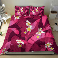 Pink Banana Leaf Hawaii Bedding Set Lau Maia Plumeria Tropical Summer Vibes