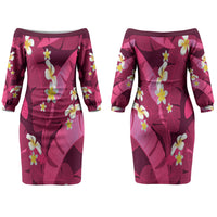 Pink Banana Leaf Hawaii Couples Matching Off The Shoulder Long Sleeve Dress and Hawaiian Shirt Lau Maia Plumeria Tropical Summer Vibes LT14 - Polynesian Pride