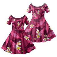 Pink Banana Leaf Hawaii Family Matching Mermaid Dress and Hawaiian Shirt Lau Maia Plumeria Tropical Summer Vibes LT14 Daughter's Dress Pink - Polynesian Pride