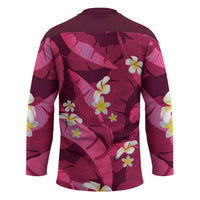 Pink Banana Leaf Hawaii Hockey Jersey Lau Maia Plumeria Tropical Summer Vibes LT14 - Polynesian Pride