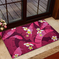 Pink Banana Leaf Hawaii Rubber Doormat Lau Maia Plumeria Tropical Summer Vibes LT14 - Polynesian Pride