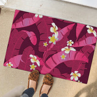 Pink Banana Leaf Hawaii Rubber Doormat Lau Maia Plumeria Tropical Summer Vibes LT14 - Polynesian Pride