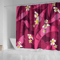 Pink Banana Leaf Hawaii Shower Curtain Lau Maia Plumeria Tropical Summer Vibes