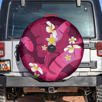 Pink Banana Leaf Hawaii Spare Tire Cover Lau Maia Plumeria Tropical Summer Vibes
