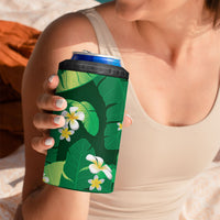 Green Banana Leaf Hawaii 4 in 1 Can Cooler Tumbler Lau Maia Plumeria Tropical Summer Vibes