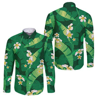 Green Banana Leaf Hawaii Family Matching Summer Maxi Dress and Hawaiian Shirt Lau Maia Plumeria Tropical Summer Vibes
