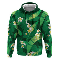 Green Banana Leaf Hawaii Hoodie Lau Maia Plumeria Tropical Summer Vibes