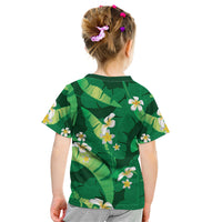 Green Banana Leaf Hawaii Kid T Shirt Lau Maia Plumeria Tropical Summer Vibes LT14 - Polynesian Pride