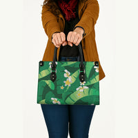 Green Banana Leaf Hawaii Leather Bag Lau Maia Plumeria Tropical Summer Vibes