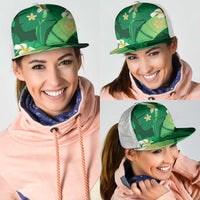 Green Banana Leaf Hawaii Mesh Trucker Cap Lau Maia Plumeria Tropical Summer Vibes