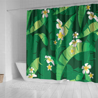 Green Banana Leaf Hawaii Shower Curtain Lau Maia Plumeria Tropical Summer Vibes LT14 - Polynesian Pride