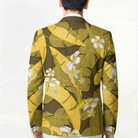 Yellow Banana Leaf Hawaii Blazer Lau Maia Plumeria Tropical Summer Vibes