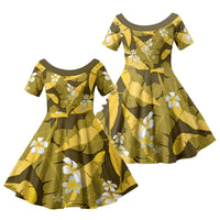 Yellow Banana Leaf Hawaii Family Matching Tank Maxi Dress and Hawaiian Shirt Lau Maia Plumeria Tropical Summer Vibes