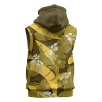 Yellow Banana Leaf Hawaii Sleeveless Hoodie Lau Maia Plumeria Tropical Summer Vibes