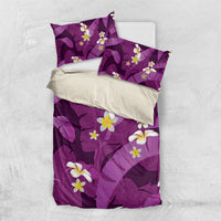 Purple Banana Leaf Hawaii Bedding Set Lau Maia Plumeria Tropical Summer Vibes
