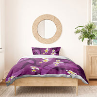 Purple Banana Leaf Hawaii Bedding Set Lau Maia Plumeria Tropical Summer Vibes