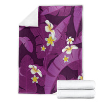 Purple Banana Leaf Hawaii Blanket Lau Maia Plumeria Tropical Summer Vibes