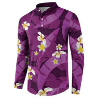 Purple Banana Leaf Hawaii Button Sweatshirt Lau Maia Plumeria Tropical Summer Vibes