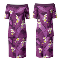 Purple Banana Leaf Hawaii Couples Matching Puletasi and Hawaiian Shirt Lau Maia Plumeria Tropical Summer Vibes