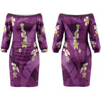 Purple Banana Leaf Hawaii Family Matching Off The Shoulder Long Sleeve Dress and Hawaiian Shirt Lau Maia Plumeria Tropical Summer Vibes