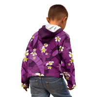 Purple Banana Leaf Hawaii Kid Hoodie Lau Maia Plumeria Tropical Summer Vibes