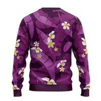Purple Banana Leaf Hawaii Ugly Christmas Sweater Lau Maia Plumeria Tropical Summer Vibes LT14 - Polynesian Pride